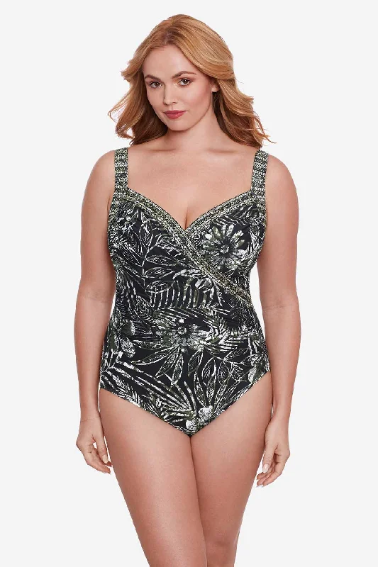 Ruched women swimwear with fabric gathers for a slimming effectPlus Size Zahara Sanibel One Piece Swimsuit