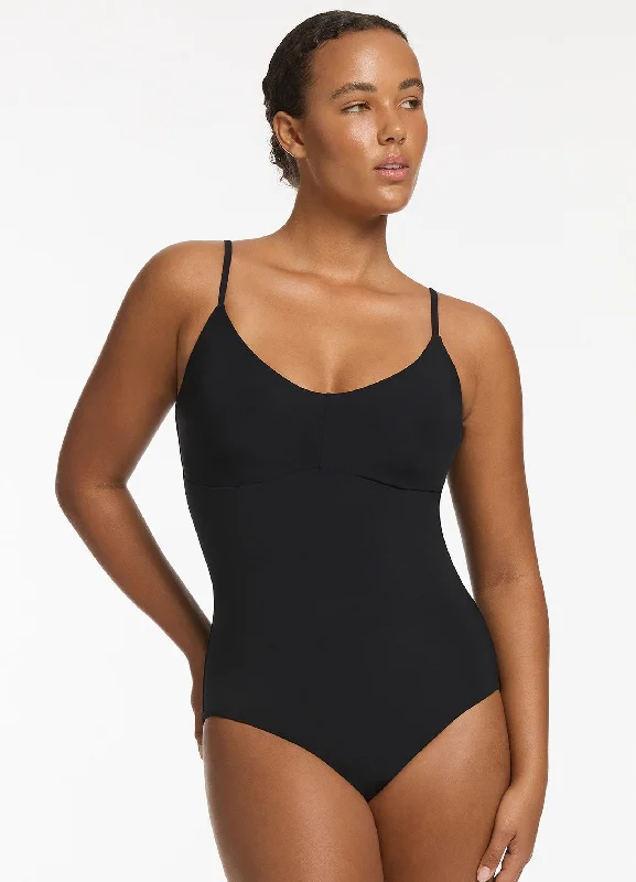 Push - up women swimwear to enhance the bust for a more confident beach lookJetset C_D Tank One Piece - Black