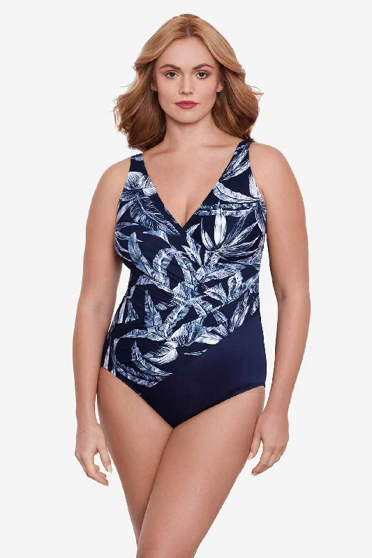 High - performance women swimwear with quick - drying fabric for active swimmersPlus Size Tropica Toile Oceanus One Piece Swimsuit