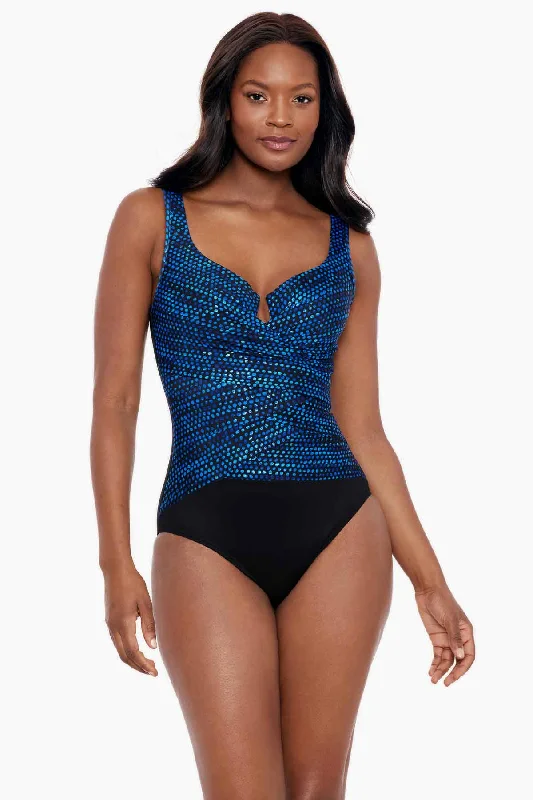 Lace - trimmed women swimwear for an elegant and romantic touchDot Com Layered Escape One Piece Swimsuit