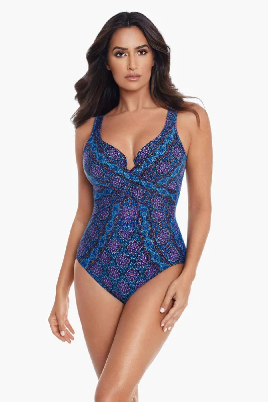 Neon - colored women swimwear to stand out on the beachDanube Bleu Criss Cross Escape One Piece Swimsuit