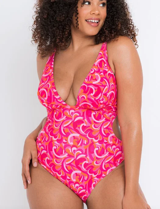 Lace - trimmed women swimwear for an elegant and romantic touchCurvy Kate Swim Retro Wave Nonwire One Piece Swimsuit