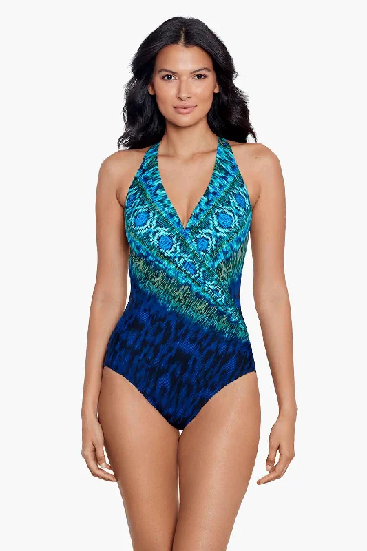 Ruched women swimwear with fabric gathers for a slimming effectAlhambra Wrapsody One Piece Swimsuit