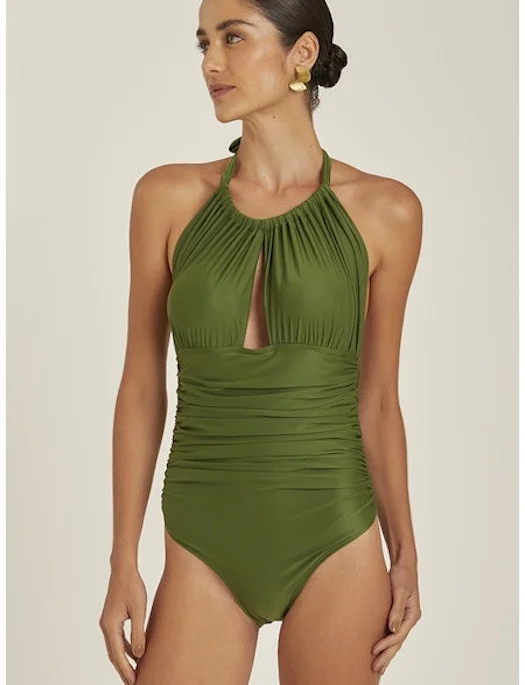 Push - up women swimwear to enhance the bust for a more confident beach lookLenny Recycled Ruched Halter One Piece