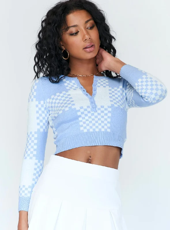 Plus Size Women Long Sleeve Top for a Flattering and Comfortable FitUnwritten Love Top Blue Check