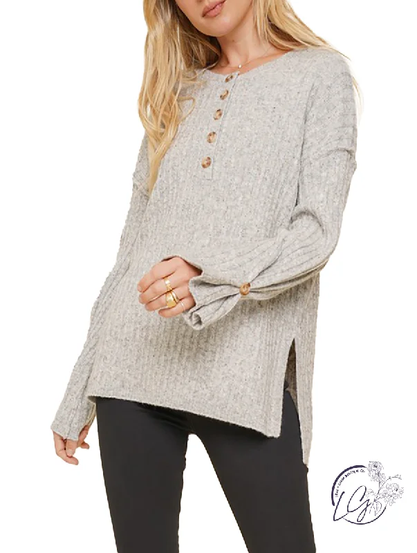 Puffer - Sleeve Women Long Sleeve Top for a Fashion - Forward LookStand Tall Oversized Knit Top