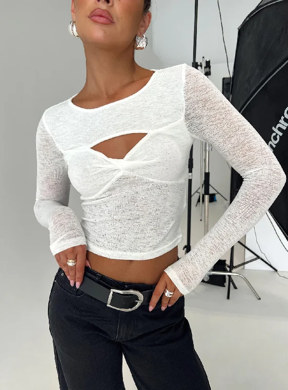 Thermal Women Long Sleeve Top for Extra Warmth in WinterSandrine Twist Long Sleeve Top White