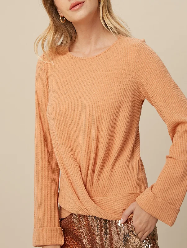 Lace - Trimmed Women Long Sleeve Top for an Elegant LookOff Topic Waffle Knit Top