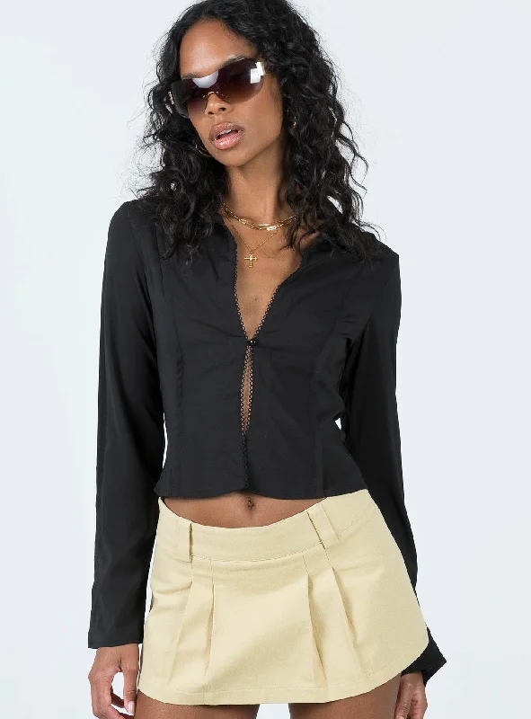 Button - Down Women Long Sleeve Top for a Classic StyleDamson Long Sleeve Top Black