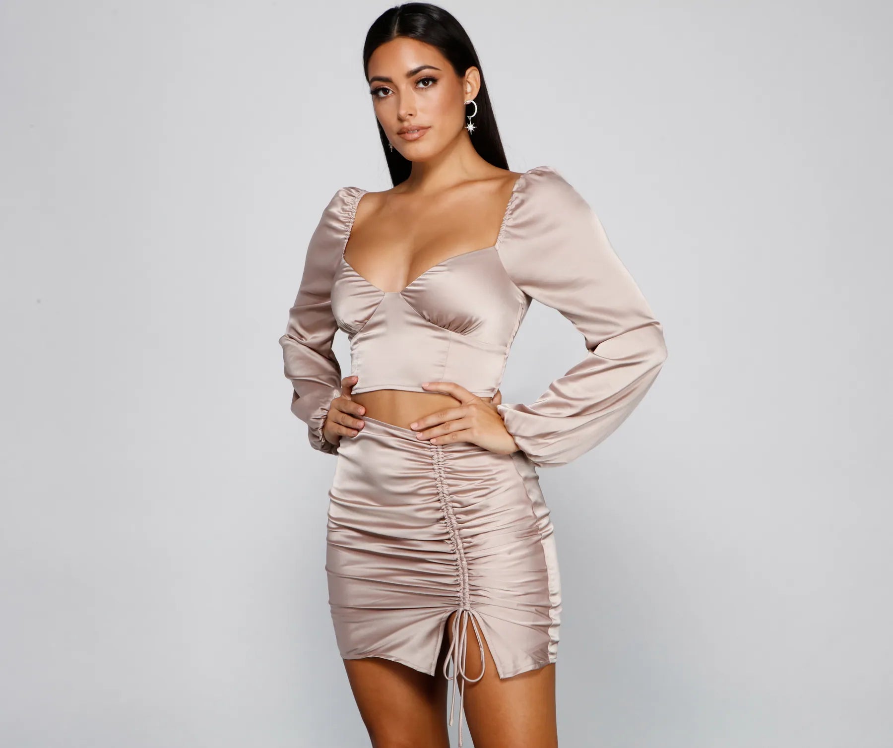 Striped Women Long Sleeve Top in a Timeless PatternDreamy And Chic Satin Crop Top