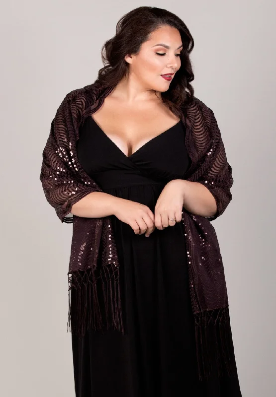 Cropped Women Long Sleeve Top to Pair with High - Waisted BottomsSequin Shawl