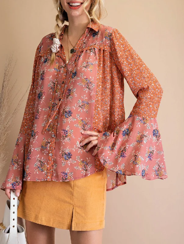 Wrap - Style Women Long Sleeve Top for a Versatile FitThis Is It Floral Bell Sleeve Top