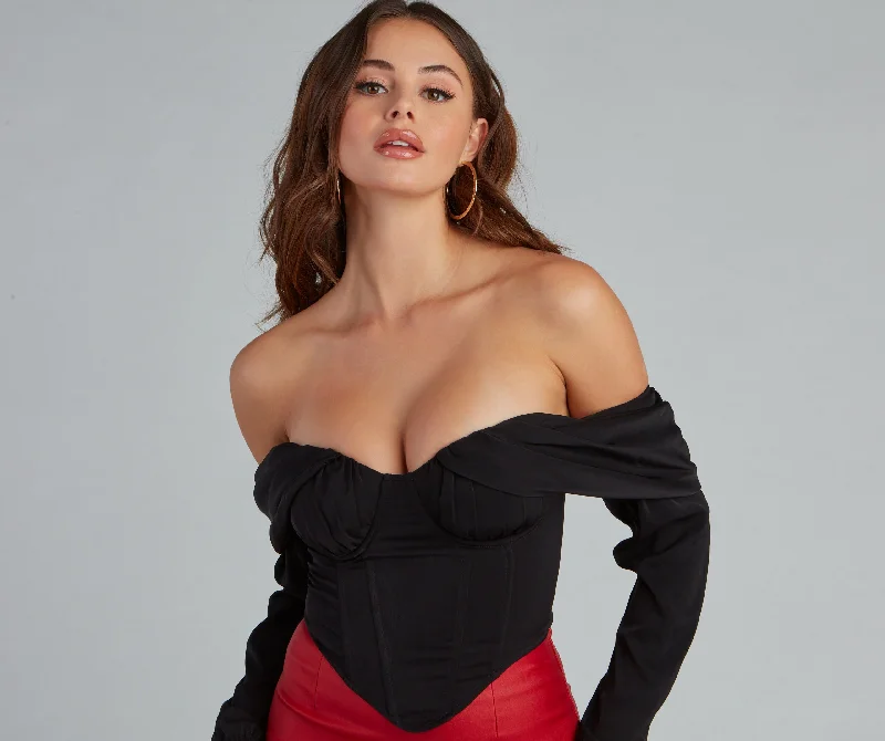 Pocket - Equipped Women Long Sleeve Top for Added FunctionalityLove Story Satin Corset Top