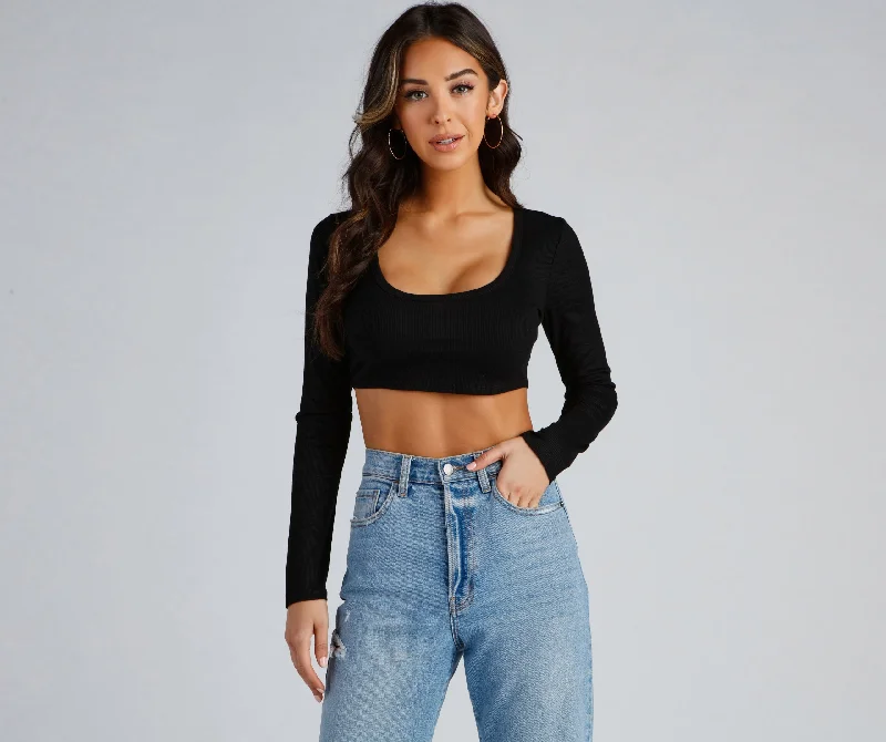 Pocket - Equipped Women Long Sleeve Top for Added FunctionalitySo Effortless Long Sleeve Crop Top