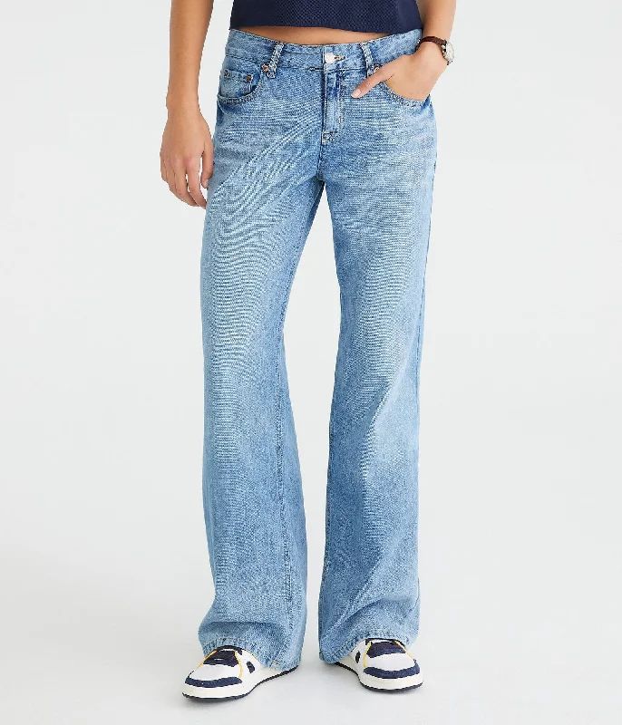 Bootcut women trousers to pair well with different shoesAeropostale Low-Rise Baggy Wide Leg Jean