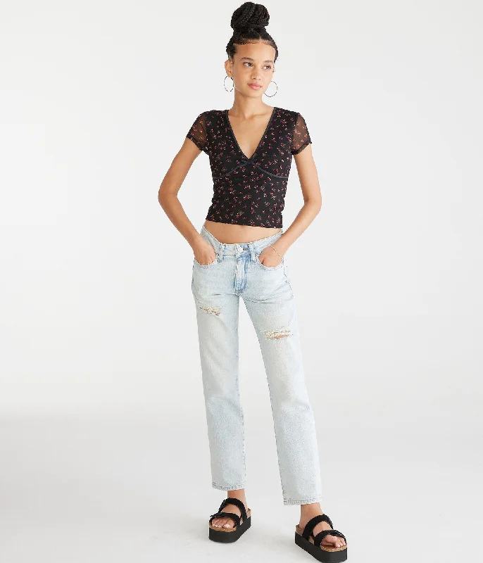 Linen women trousers for a breathable and summer - friendly choiceAeropostale Mid-Rise Straight Ankle Jean