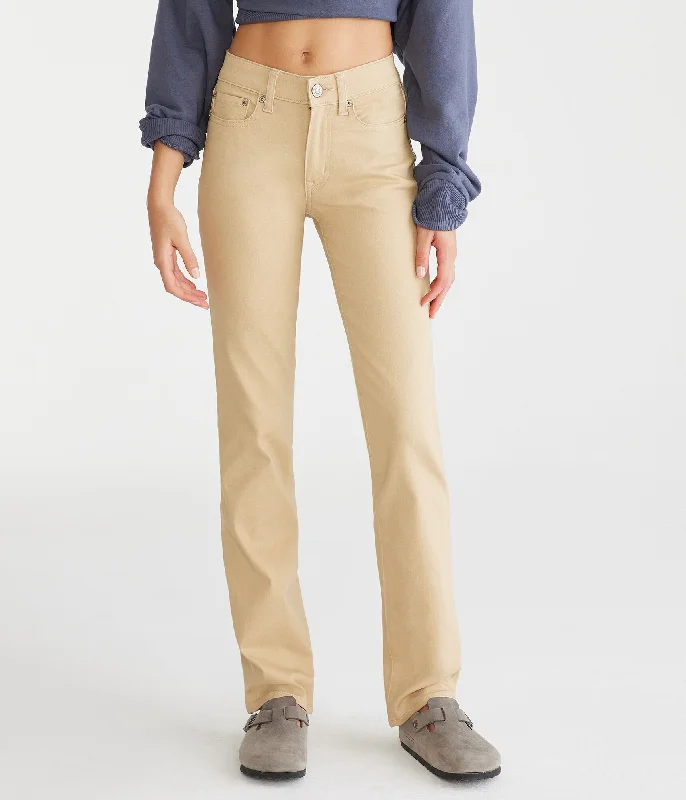 High - waisted women trousers for a flattering and retro lookAeropostale Seriously Stretchy Mid-Rise Straight Uniform Pants