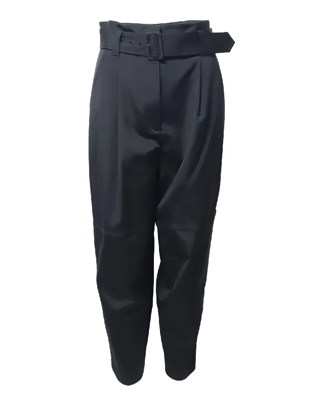 Denim women trousers for a durable and versatile optionALC Belted Trousers in Black Acetate