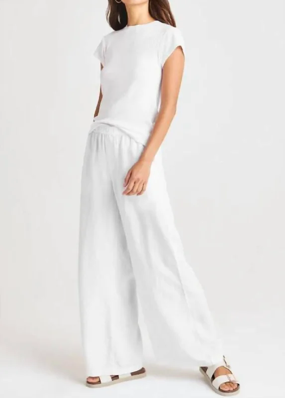 Corduroy women trousers for a warm and textured appearanceAngie Palazzo Pants In White