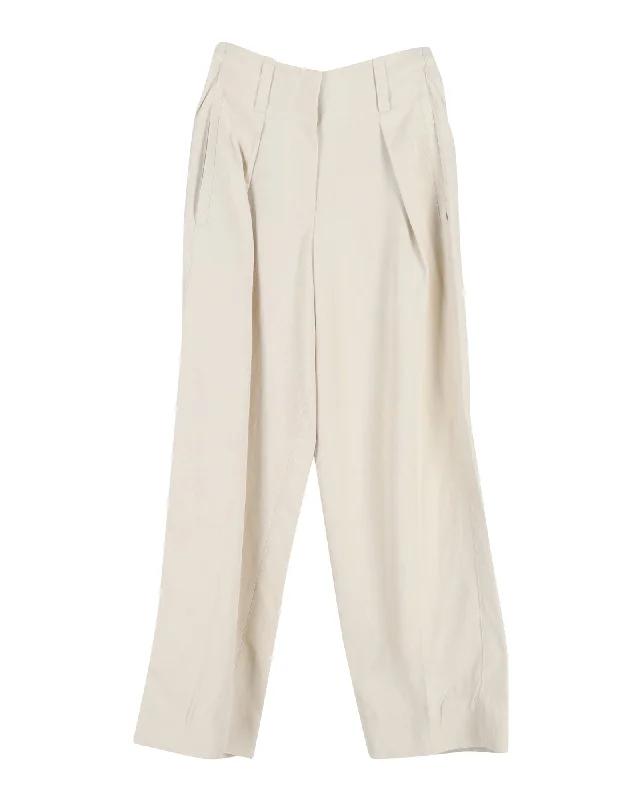 Jogger women trousers for a casual and sporty vibeBrunello Cucinelli Wide Leg Trousers in Cream Viscose