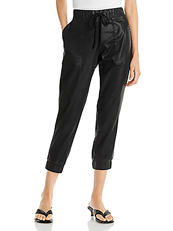 Leather women trousers for a bold and edgy lookChelsea Womens High Rise Cropped Jogger Pants