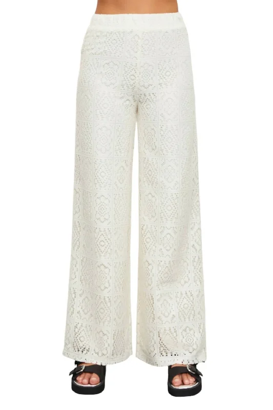 Denim women trousers for a durable and versatile optionCrochet Flare Pant In Ivory