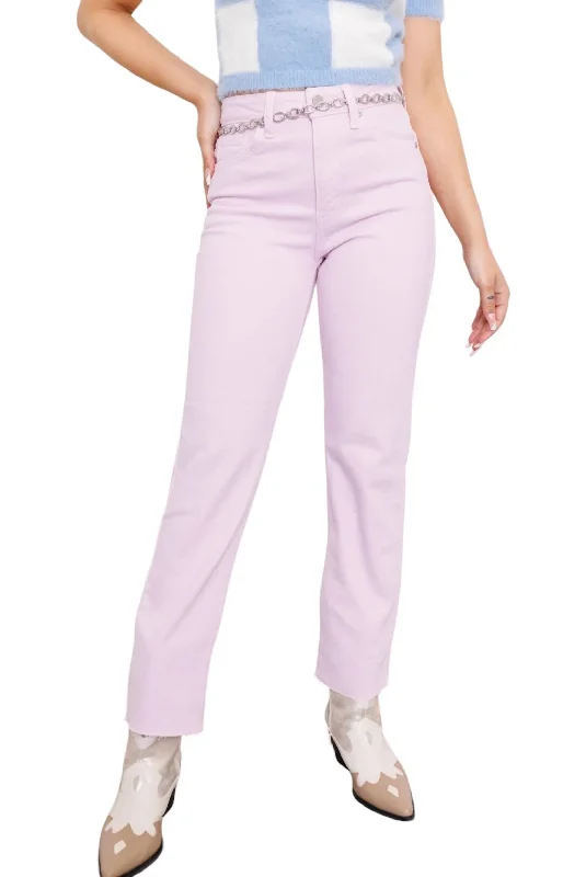 Wide - leg women trousers for a modern and elegant styleCut-Off Cropped Straight Leg Jean In Lavender