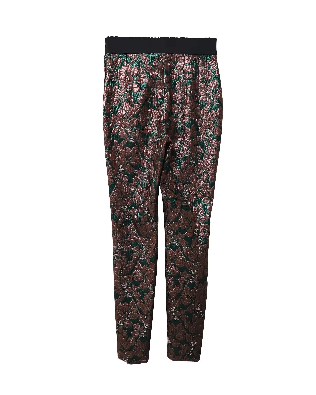 Tapered women trousers with a slimming effectDolce & Gabbana Iridescent Brocade Cigarette Pants in Multicolor Polyester