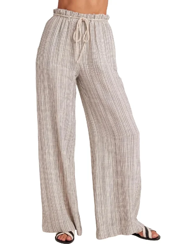 Corduroy women trousers for a warm and textured appearanceDrawcord Wide Leg Pant In Eze Slub Stripe