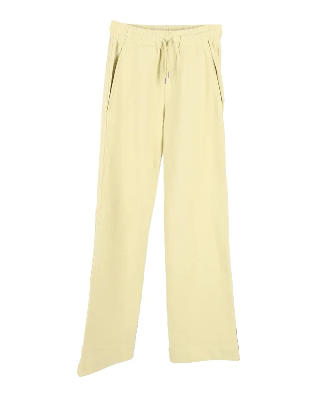 Striped women trousers with a nautical or modern patternDries Van Noted Drawstring Sweat Pants in Yellow Wool