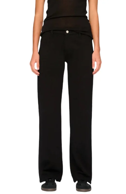 Palazzo women trousers for a flowy and comfortable feelDrue Straight Terry Pants In Vintage Black