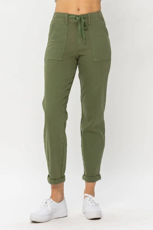 Culottes women trousers with a unique and trendy silhouetteElastic Waist Cuffed Joggers In Olive