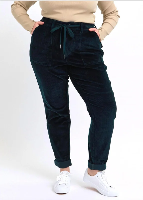 Striped women trousers with a nautical or modern patternEmerald Corduroy Jogger