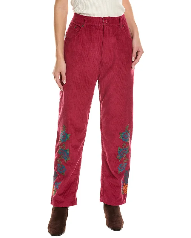 Jogger women trousers for a casual and sporty vibeFARM Rio Embroidered Corduroy Pant