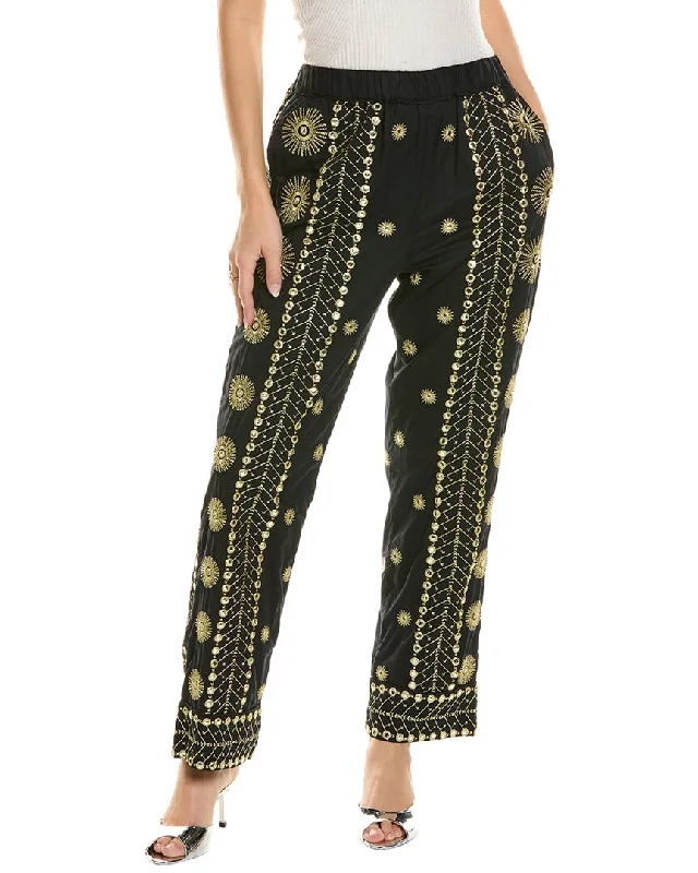 Printed women trousers with floral patterns for a feminine touchFARM Rio Sun Embroidered Pant