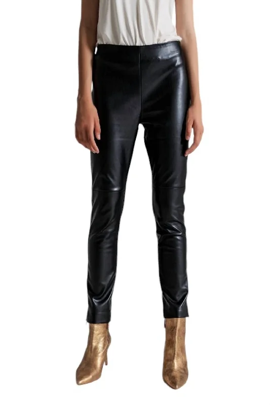 Metallic women trousers for a glamorous and eye - catching styleFaux Leather Skinny Pants In Black