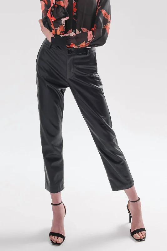 Linen women trousers for a breathable and summer - friendly choiceFaux Leather Trousers In Black