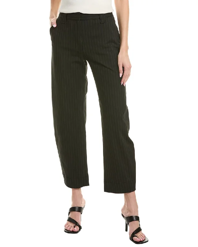 Elastic - waist women trousers for ultimate comfortGANNI Stretch Stripe Mid-Waist Pant