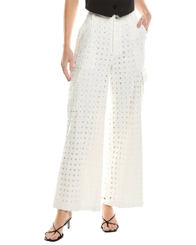 Plus - size women trousers for a perfect fit and confidenceGracia Eyelet Embroidered Wide Leg Pant