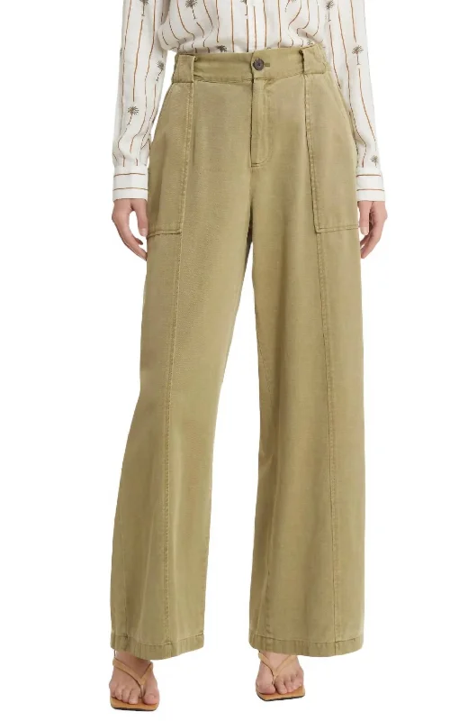 Wide - leg women trousers for a modern and elegant styleGreer Cotton Blend Straight Leg Pants In Canteen