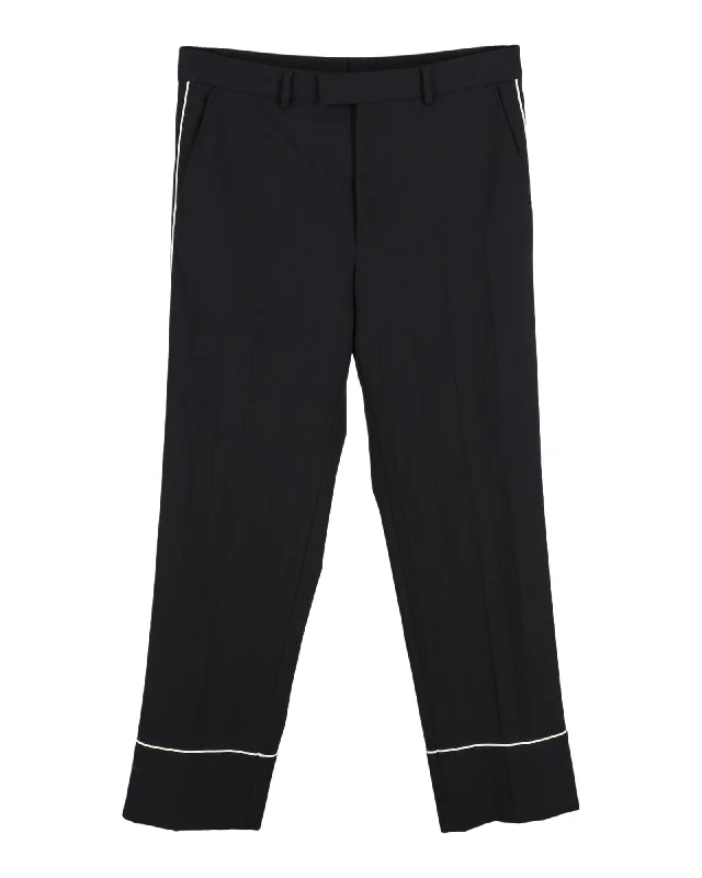 Corduroy women trousers for a warm and textured appearanceGucci Contrast Piping Trousers in Black Cotton