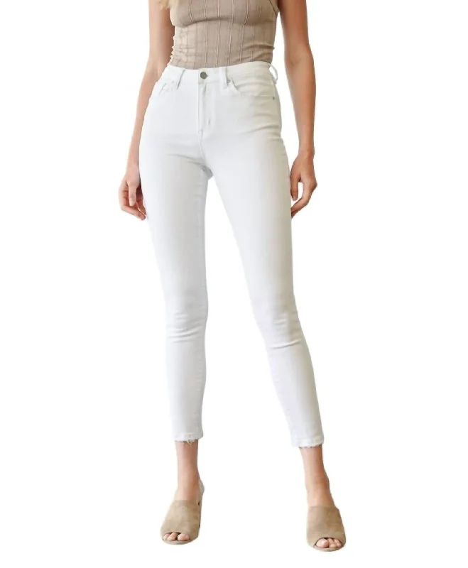 Denim women trousers for a durable and versatile optionHigh Rise Ankle Skinny Jean In Coconut White