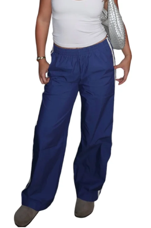 Metallic women trousers for a glamorous and eye - catching styleIn Line Track Pants In Blue