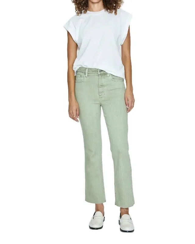 Leather women trousers for a bold and edgy lookLennon High Rise Crop Boot Jean In Sage Snow