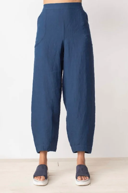 Cargo women trousers with multiple pockets for added functionalityLinen Lantern Pant In Navy