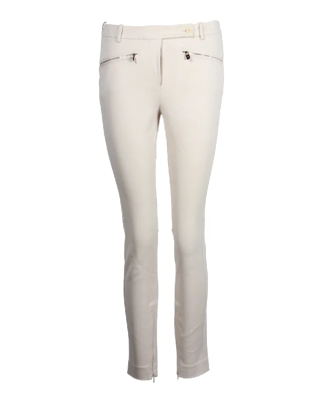 Bootcut women trousers to pair well with different shoesLoro Piana Zipped Pocket Skinny Pants in Cream Cotton