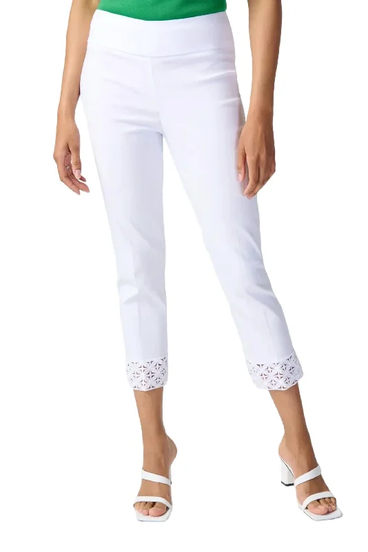 Tapered women trousers with a slimming effectMillennium Crop Pull-On Pant In White