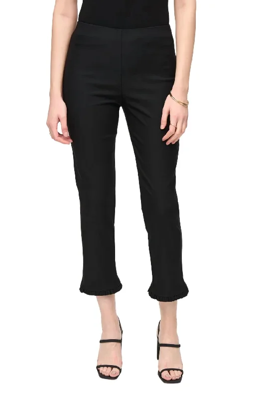 Pleated women trousers for a sophisticated and formal lookMillennium Crop Ruffle Pants In Black