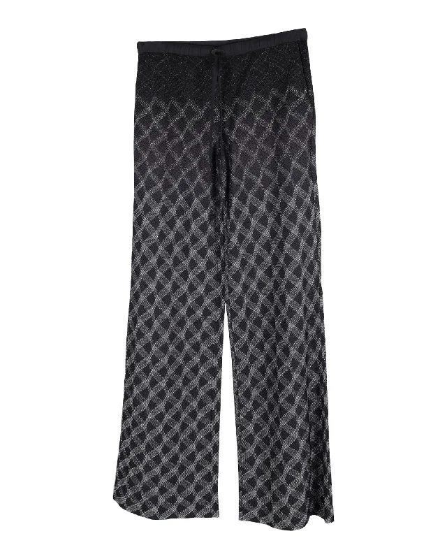 Embroidered women trousers with intricate details for a unique charmMissoni Patterned Wide-Leg Pants in Black Rayon