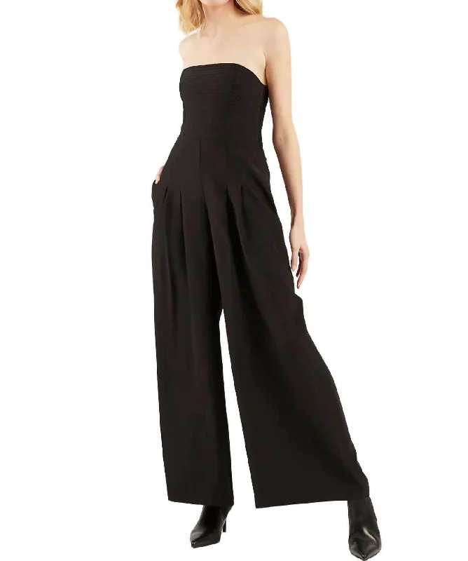 Striped women trousers with a nautical or modern patternNiki Jumpsuit In Black